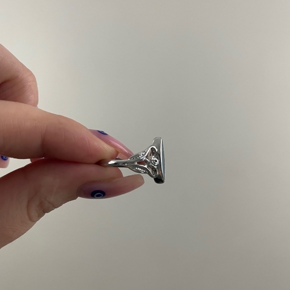 Vintage Blue Green Turquoise Stone Almond Diamond Shaped Rose Band Ring - Picture 3 of 4